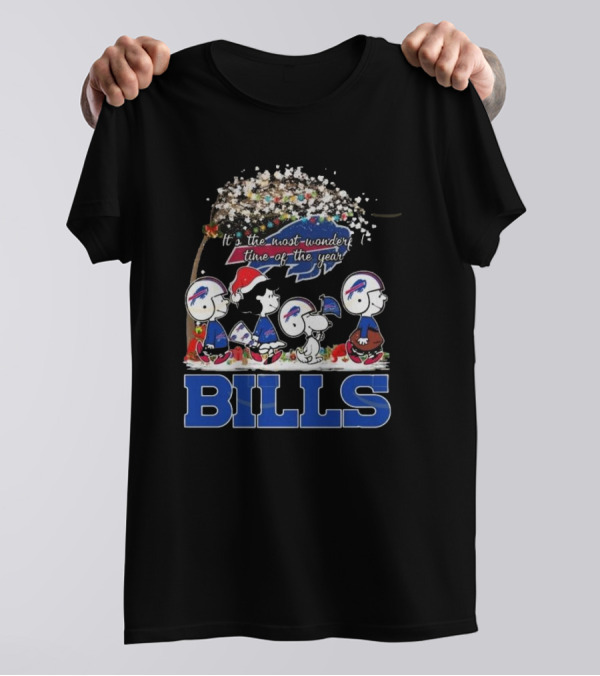 Peanuts Characters Buffalo Bills NFL Christmas It’s The Most Wonderful Time Of The Year T-Shirt