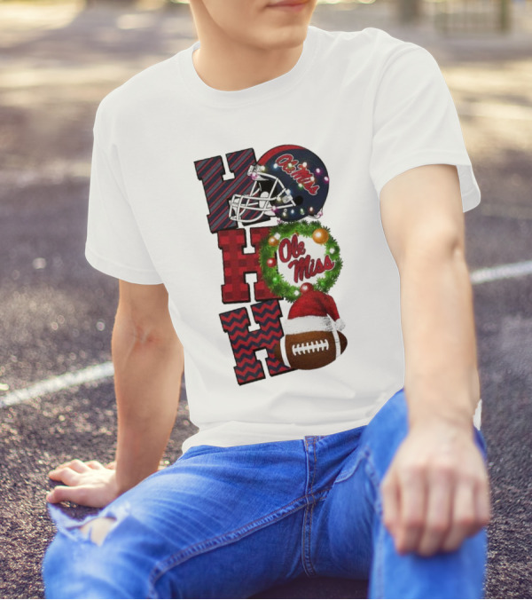 Ole Miss Rebels Ho Ho Ho Christmas Football Helmet Game Day T-Shirt