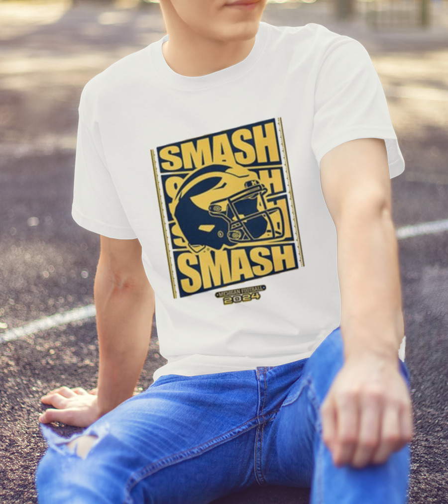 Michigan Football Smash Helmet T-Shirt