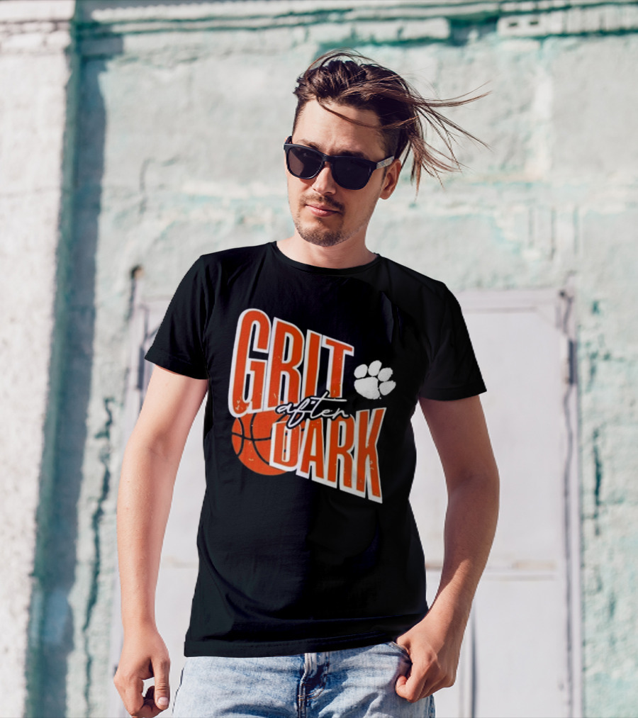 Clemson Grit After Dark Basketball And Paw Prints T-Shirt