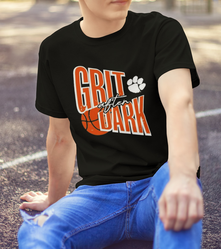 Clemson Grit After Dark Basketball And Paw Prints T-Shirt