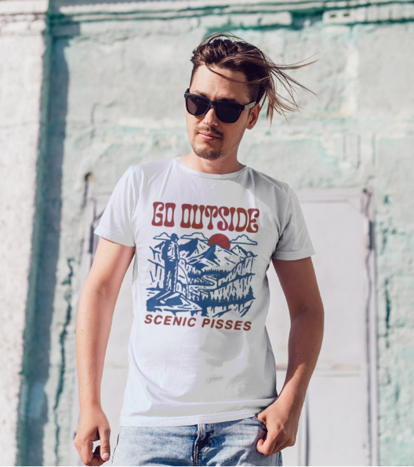 GO OUTSIDE SCENIC PISSES Mountain Hiking Adventure T-Shirt