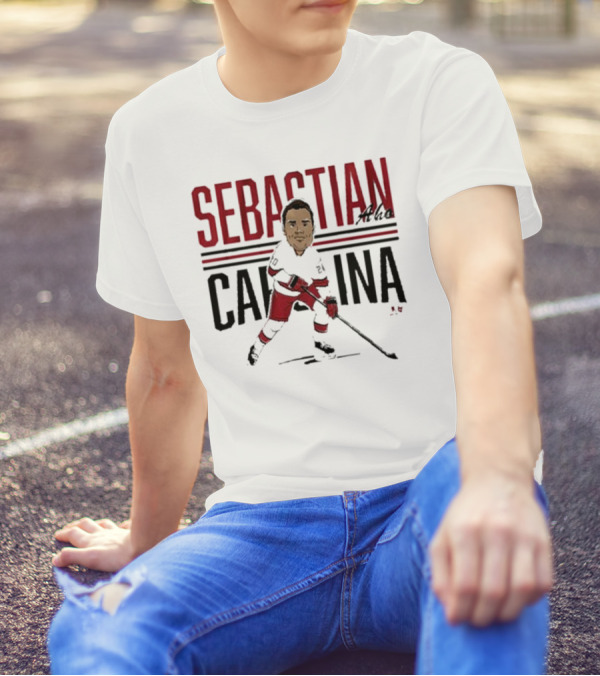 Sebastian Aho Carolina Ice Hockey Caricature T-Shirt