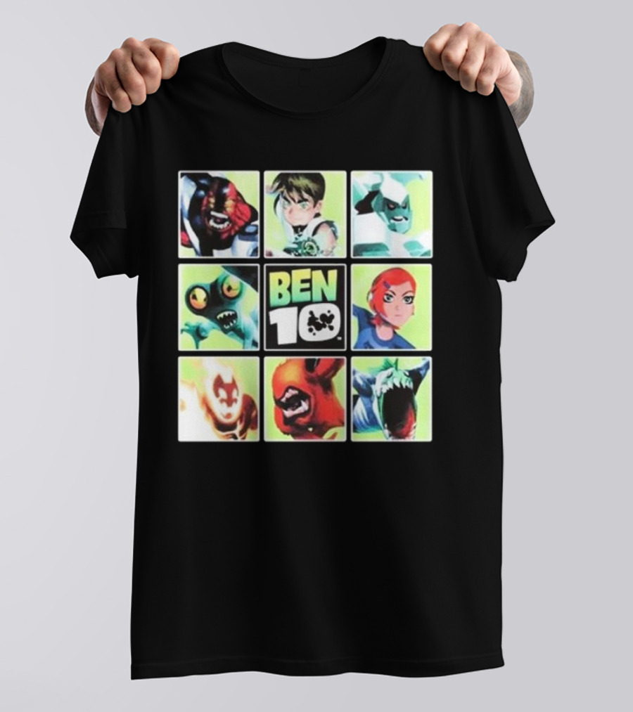 Ben 10 Alien Characters Panels Featuring Ben Gwen And Iconic Aliens T-Shirt