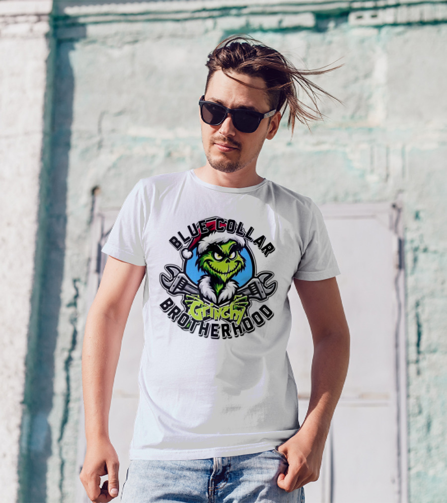 Blue Collar Grinchy Brotherhood Merry Christmas The Grinch T-Shirt