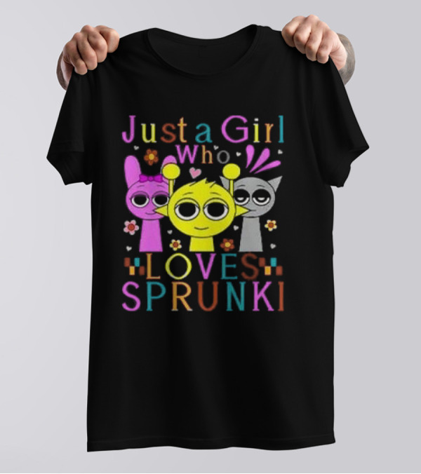 Just A Girl Who Loves Sprunki With Cute Cartoon Characters T-Shirt