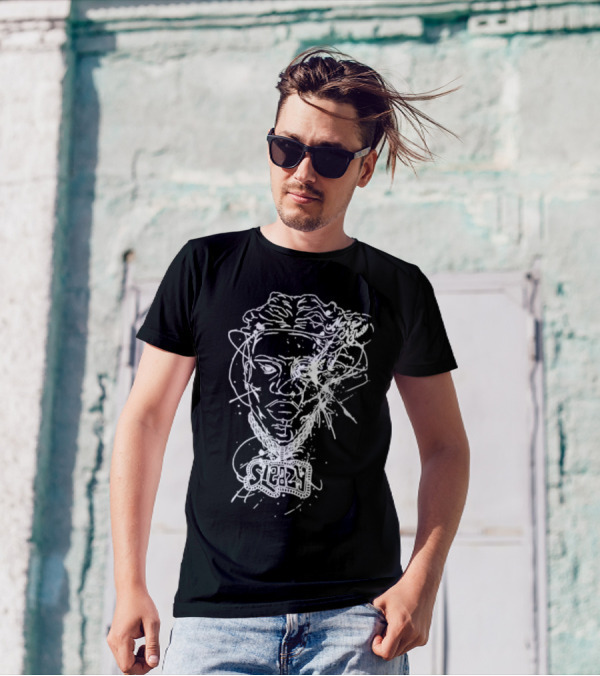 Sleazyworld Go Sleazy Necklace Portrait Sketch T-Shirt