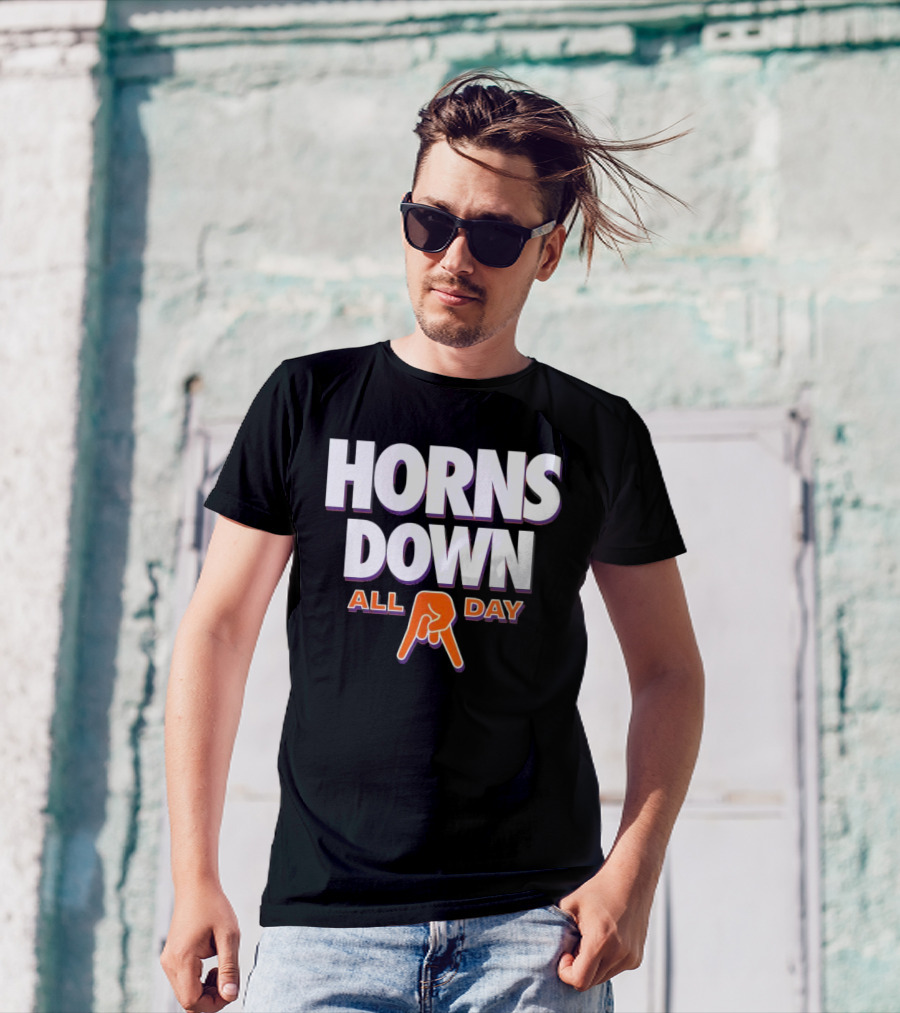 Horns Down All Day Clemson Tiger College Rival Humor T-Shirt