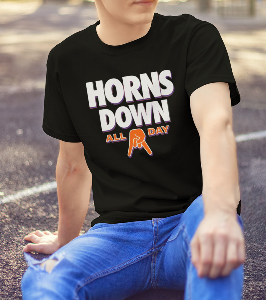 Horns Down All Day Clemson Tiger College Rival Humor T-Shirt