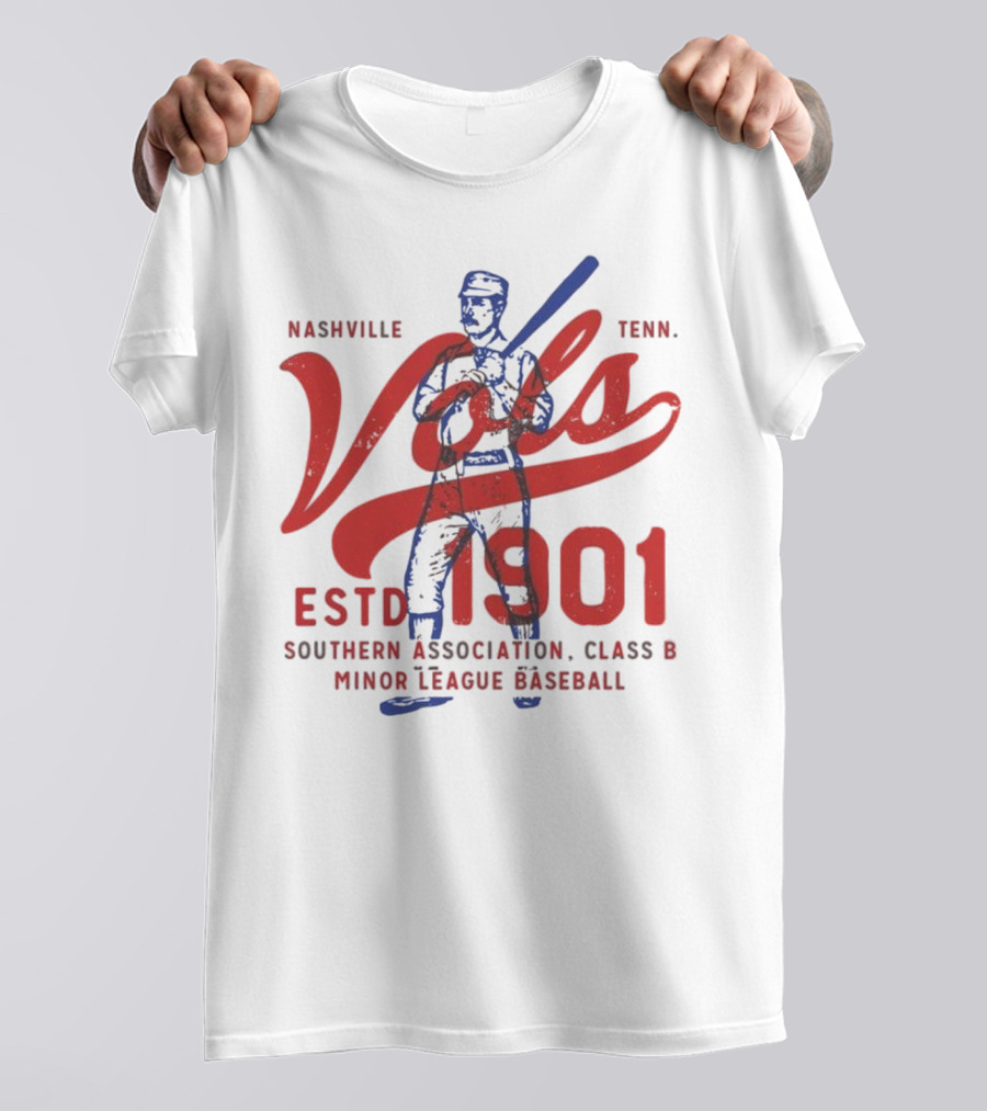 Nashville Vols Tenn ESTD 1901 Southern Association Class B Minor League Baseball T-Shirt
