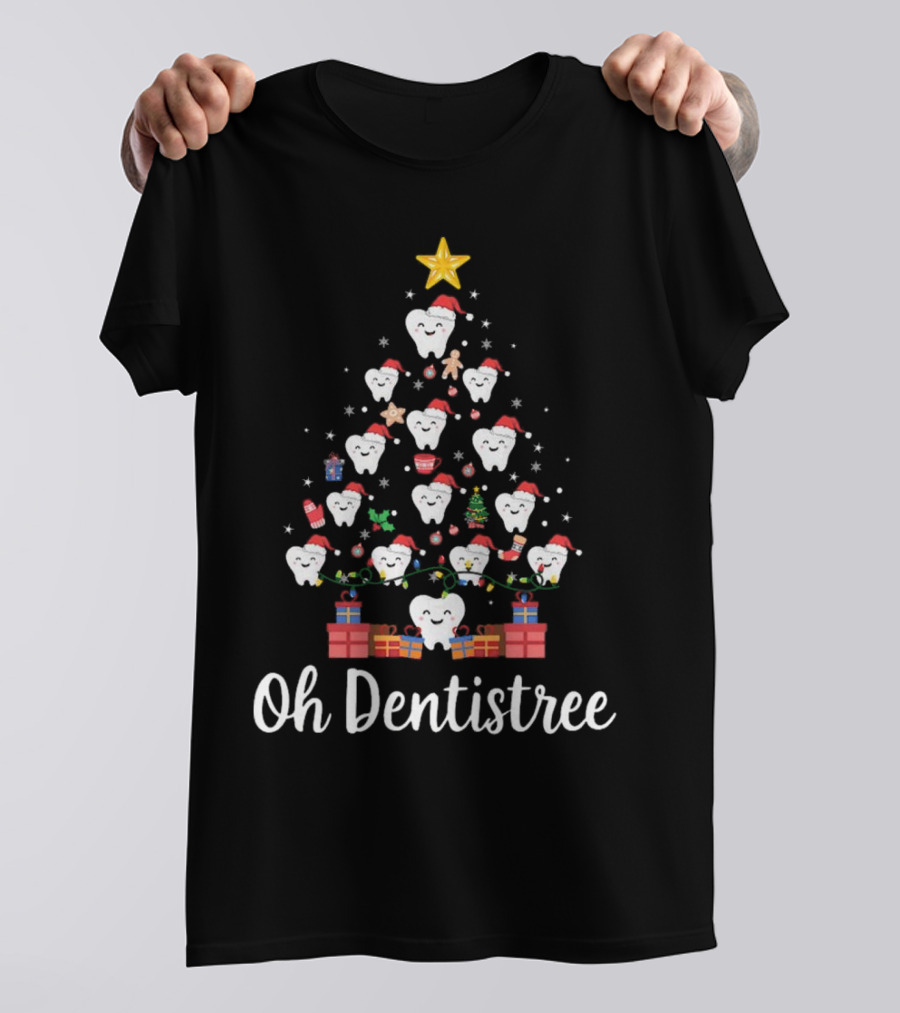 Oh Dentistree Christmas Tree With Tooth Ornaments And Gifts T-Shirt