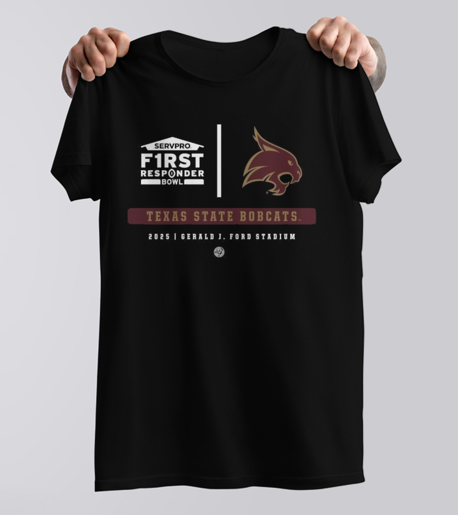 Texas State Bobcats Servpro First Responder Bowl 2025 Gerald J. Ford Stadium T-Shirt