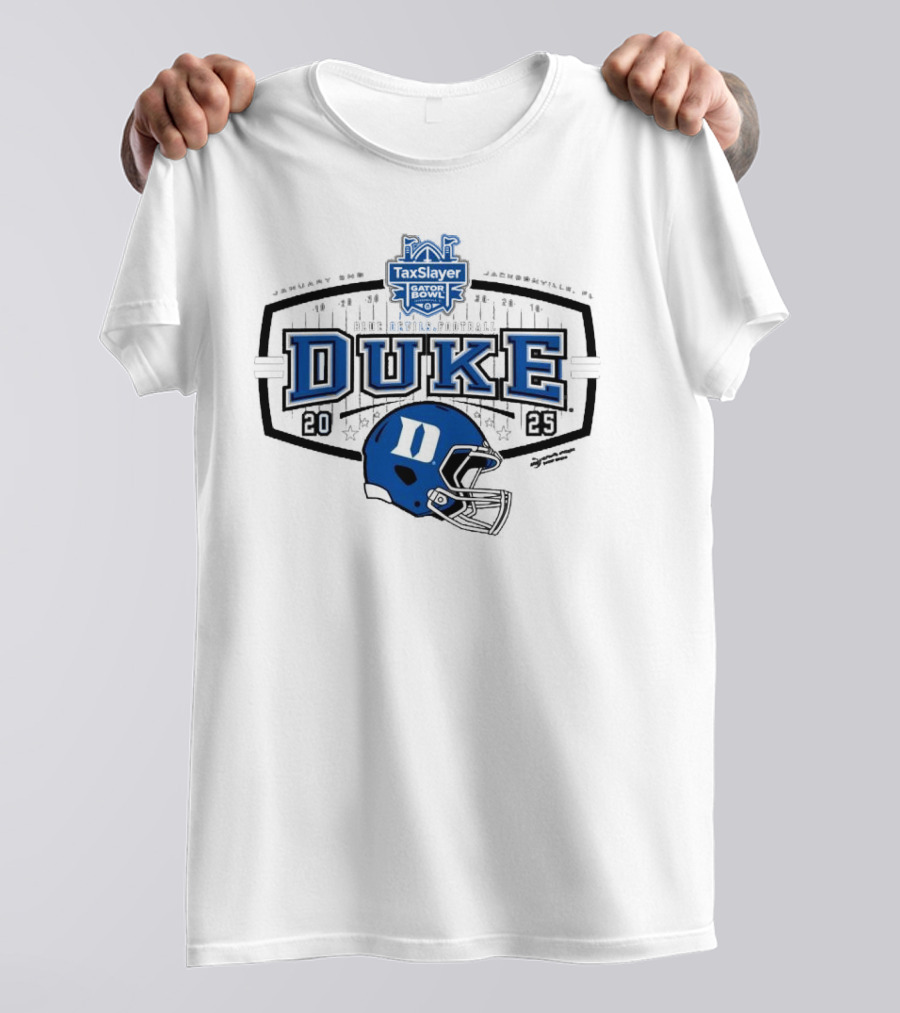 2025 Duke Blue Devils Football TaxSlayer Gator Bowl January 2nd Jacksonville FL Helmet T-Shirt