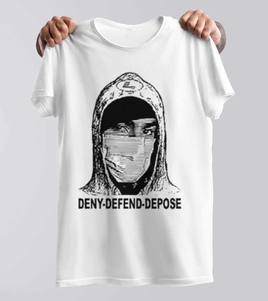Deny Defend Depose The UnaShooter Luigi Mangione Hoodie Masked Image T-Shirt