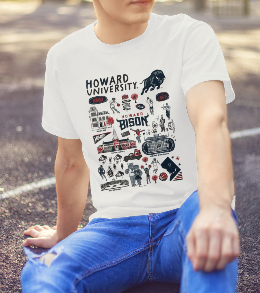 Howard University Bison Legacy HBCU 1867 William H. Greene Stadium Burr Gymnasium Vive La Fete T-Shirt