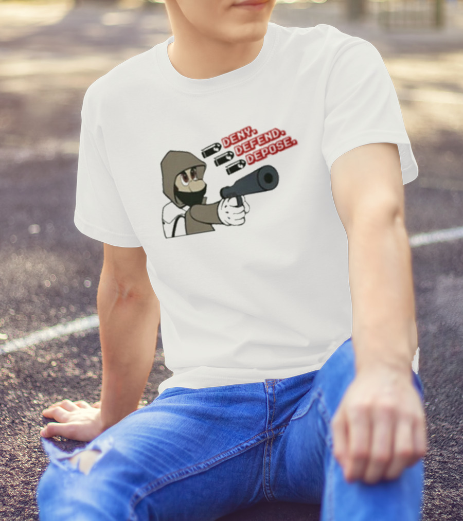 Luigi Mangione Deny Defend Depose Cartoon Character Gaming T-Shirt