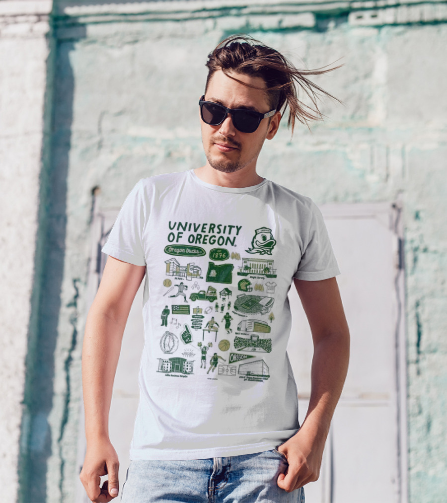 University Of Oregon Ducks 1876 Knight Library Matt Arena Iconography T-Shirt