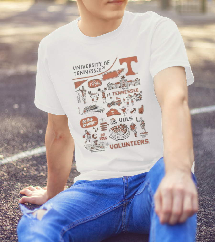 University Of Tennessee Go Big Orange Vols Volunteers Est 1794 Neyland Stadium Thompson Boiling Arena Knox County T-Shirt