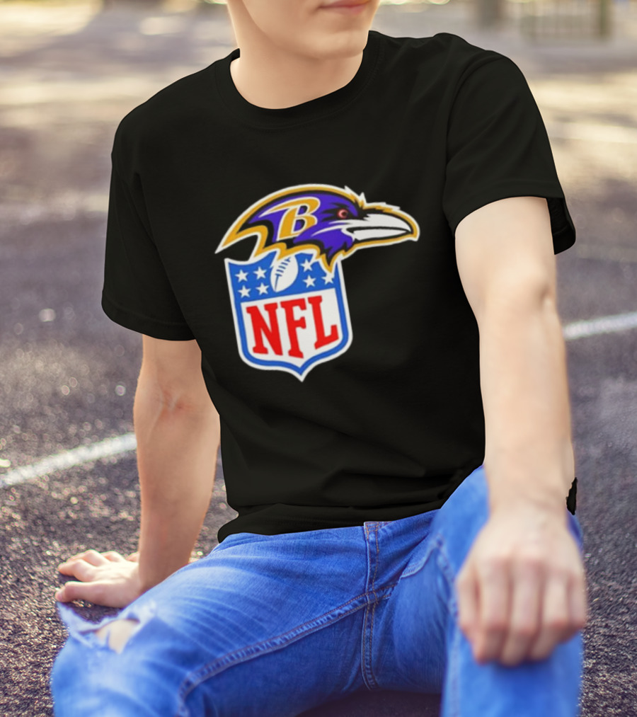 Baltimore Ravens NFL Shield Emblem Ravens Head T-Shirt