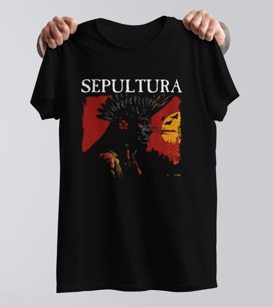 Sepultura Celebrating Life Through Death Native Headdress And Sun T-Shirt