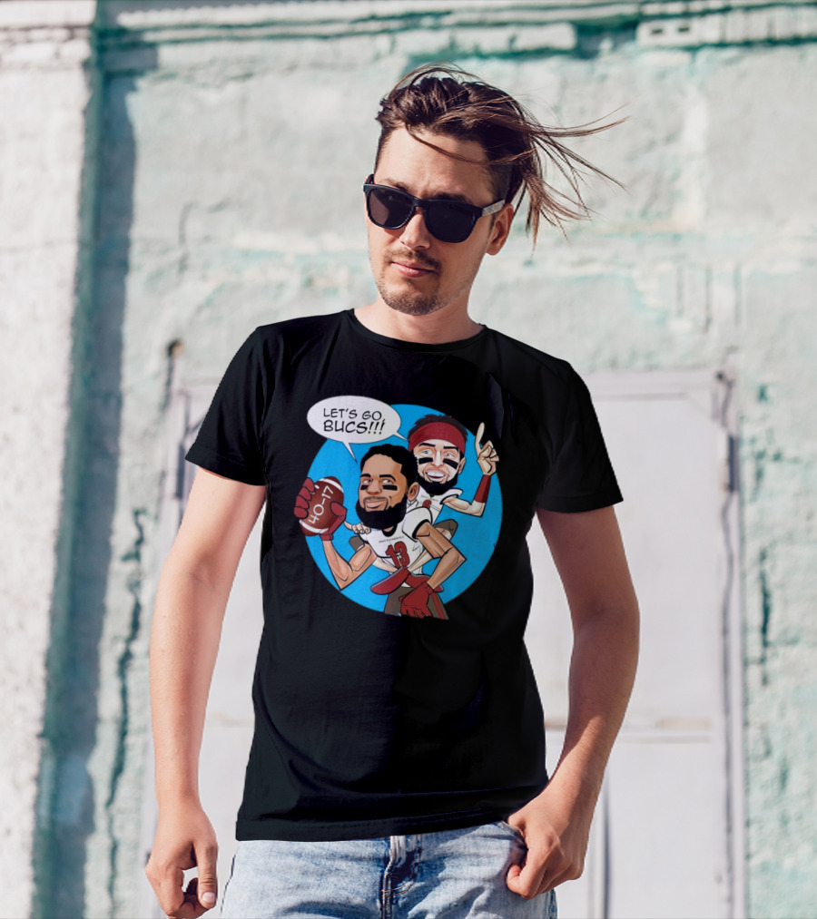 Tampa Bay Buccaneers Mike Evans Baker Mayfield Let's Go Bucs 40-17 Cartoon T-Shirt