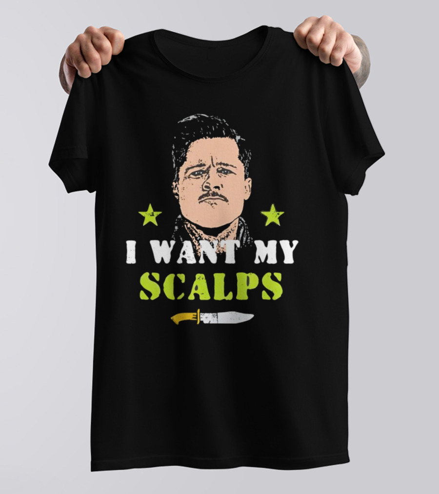 Aldo Raine I Want My Scalps Knife Stars T-Shirt