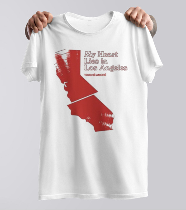 Touché Amoré My Heart Lies In Los Angeles California Map Red T-Shirt