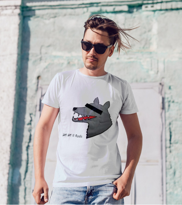 12 Rods Lost Time Wolf Head With Red And Black Accents T-Shirt