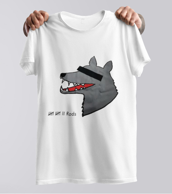 12 Rods Lost Time Wolf Head With Red And Black Accents T-Shirt