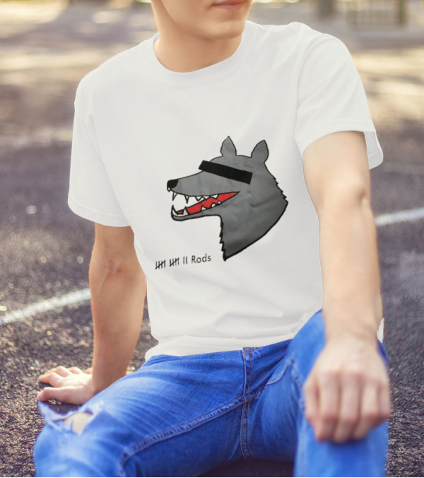 12 Rods Lost Time Wolf Head With Red And Black Accents T-Shirt