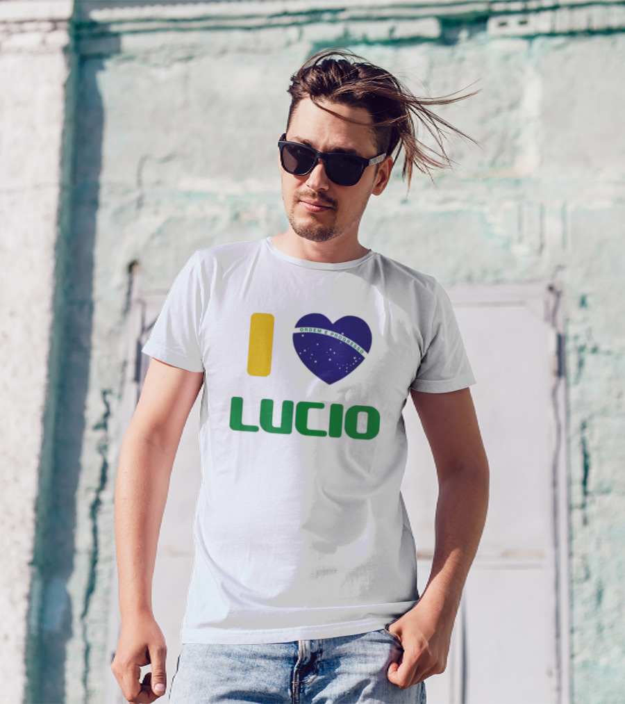 I Love Ordem E Progresso Lucio Brazil Heart Flag Style T-Shirt