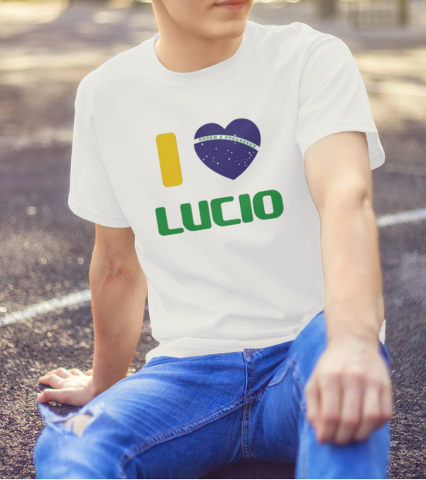I Love Ordem E Progresso Lucio Brazil Heart Flag Style T-Shirt