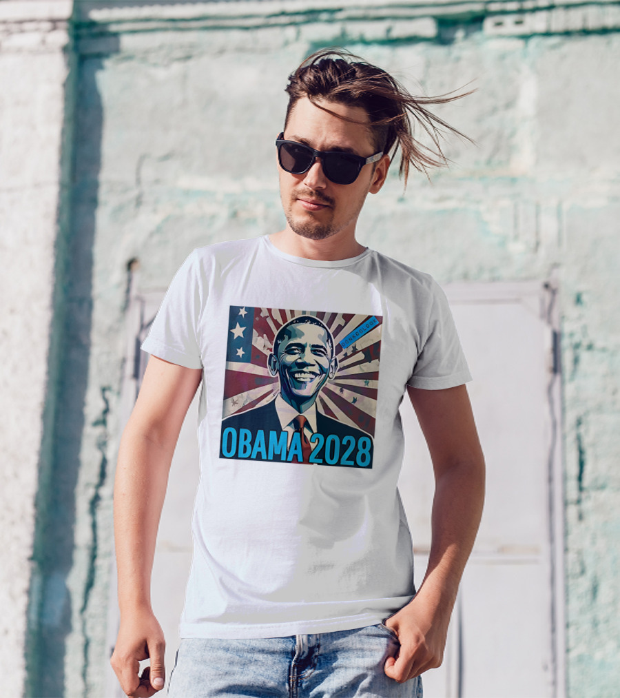 Obama 2028 American Flag Donkoolook T-Shirt