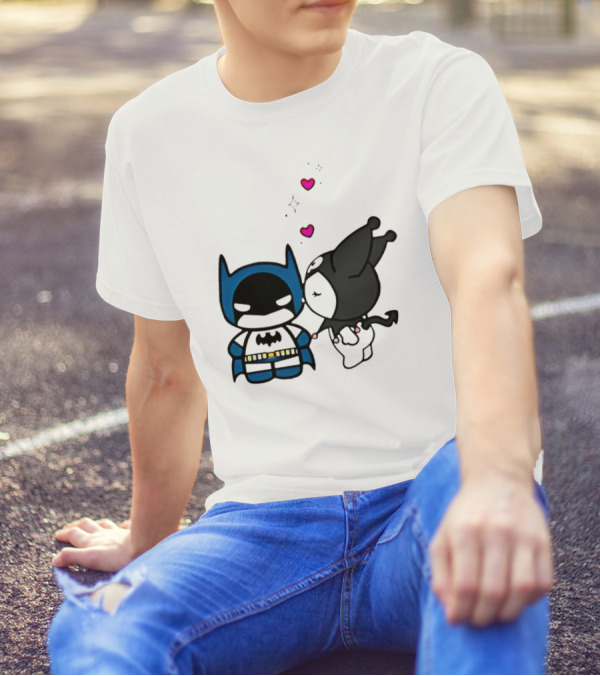 Batman Kuromi Kiss Cartoon With Hearts T-Shirt