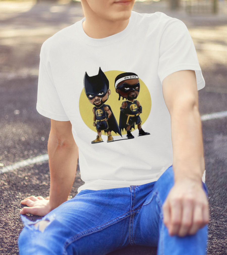 Batman And Robin Chibi Warriors 30 And Headband Duo Big Face T-Shirt