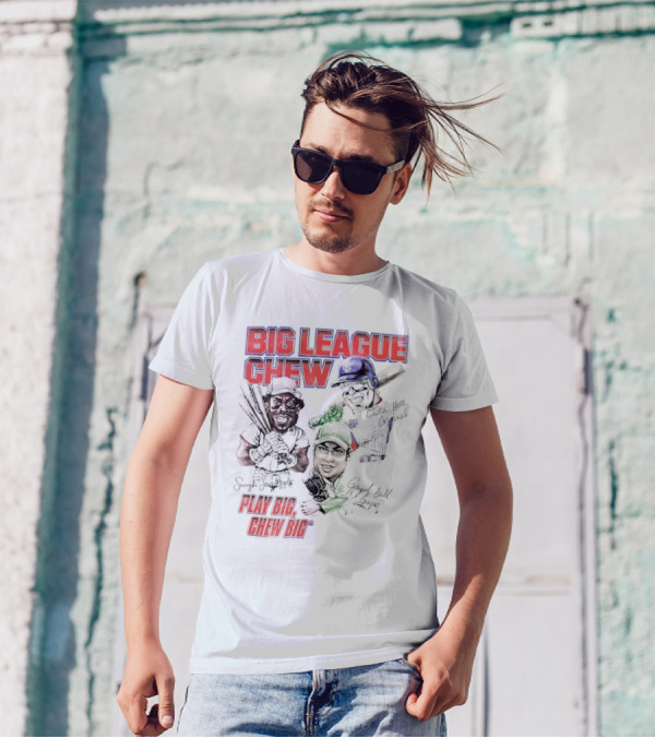 Big League Chew Play Big Chew Big Baseball Caricature T-Shirt