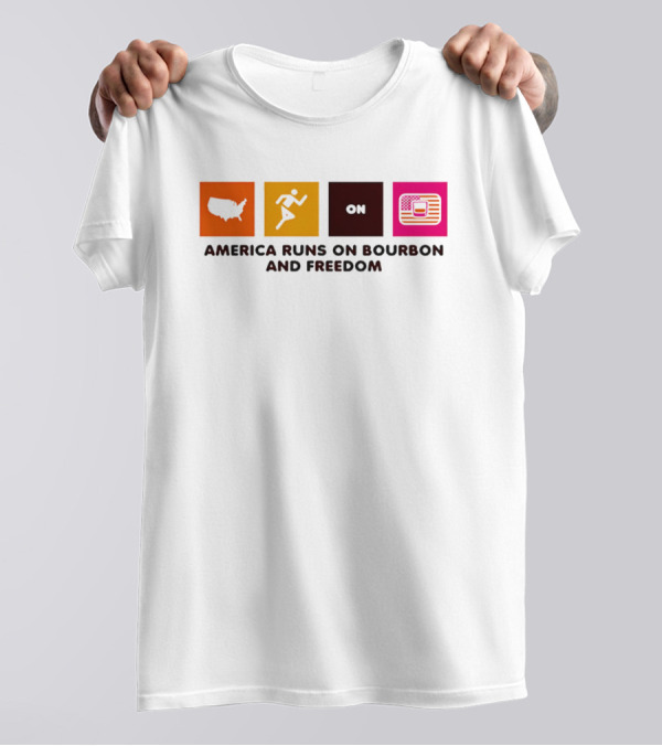 America Runs On Bourbon And Freedom Map Runner Flag T-Shirt