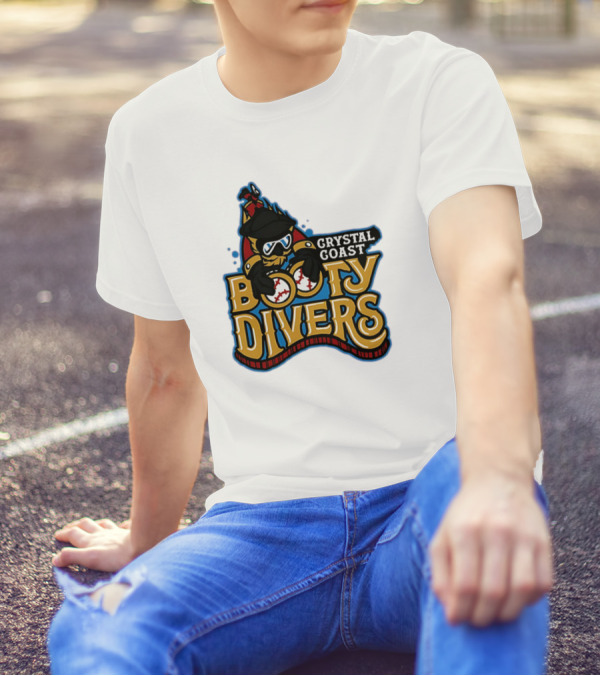 Crystal Coast Booty Divers Pirate Spyglass Emblem T-Shirt