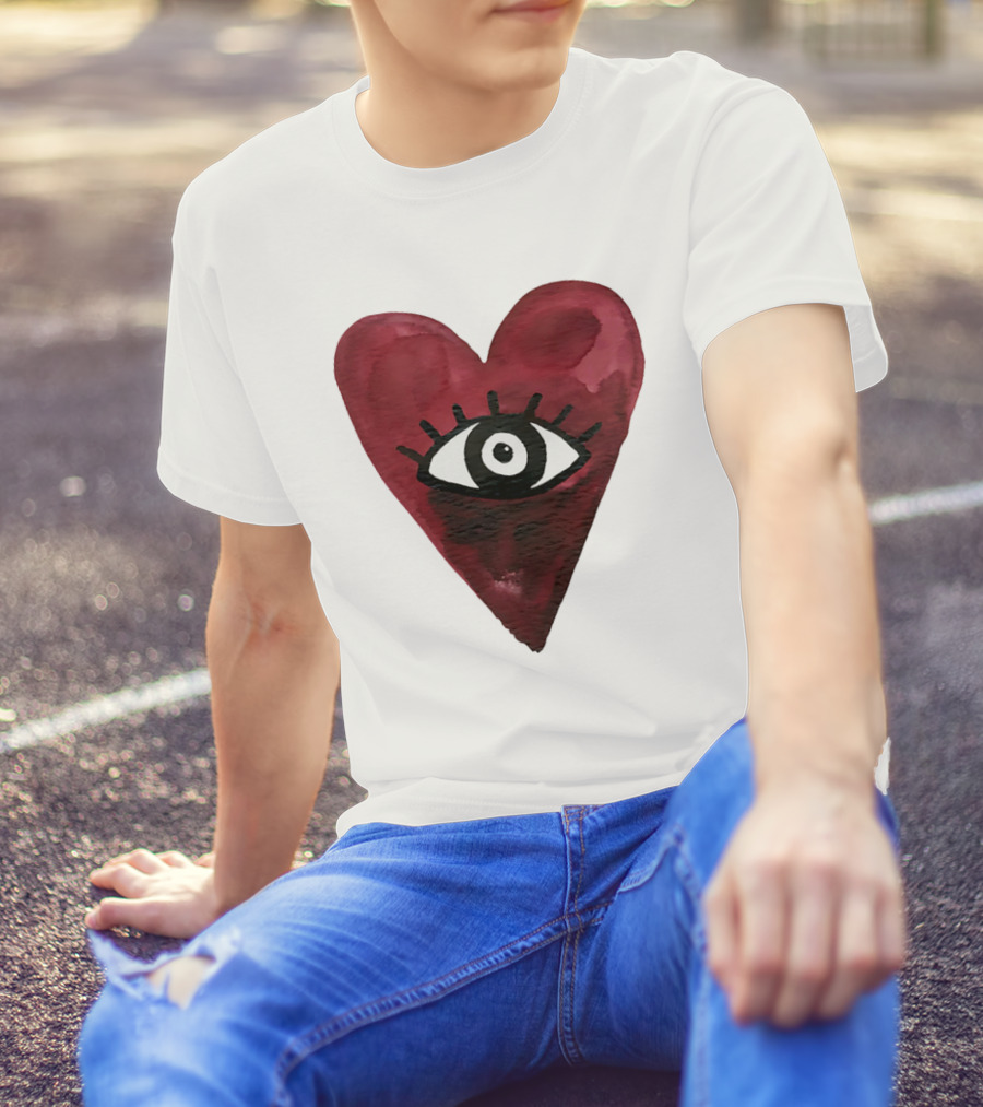 Burgundy Hearts Club Eye Retro T-Shirt