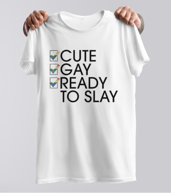 Cute Gay Ready To Slay Rainbow Checkmarks T-Shirt