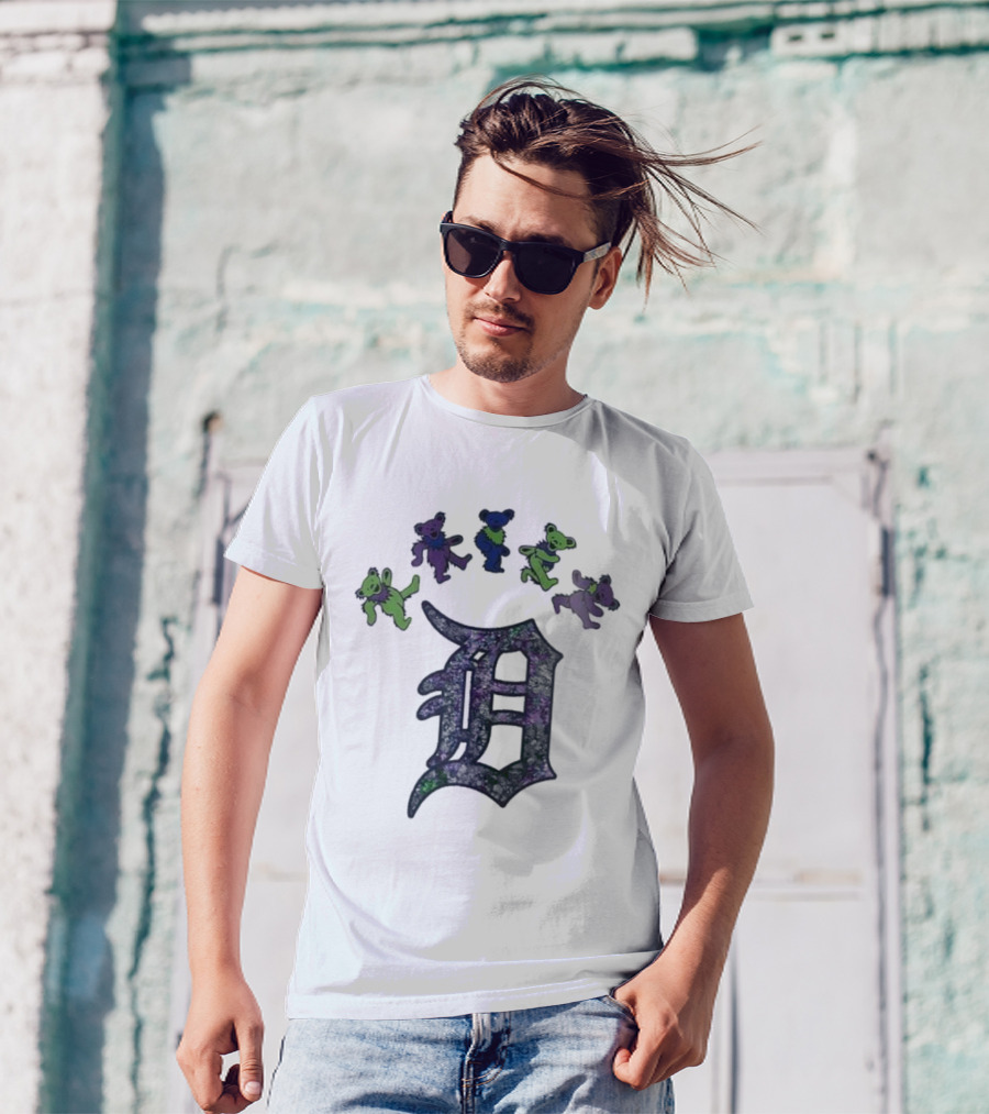 Detroit Tigers Grateful Dead Night 2025 Bears And D Logo T-Shirt