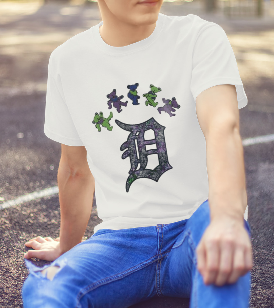 Detroit Tigers Grateful Dead Night 2025 Bears And D Logo T-Shirt