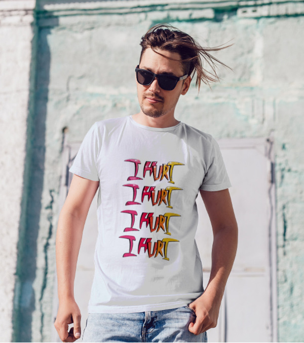 I HURT Multicolor Graffiti Text Art T-Shirt