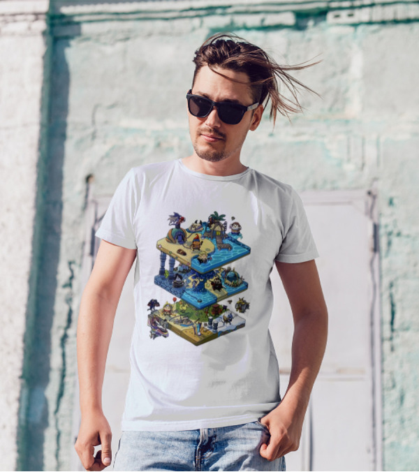 Final Fantasy OC Commission Adventure Island Levels Scene T-Shirt