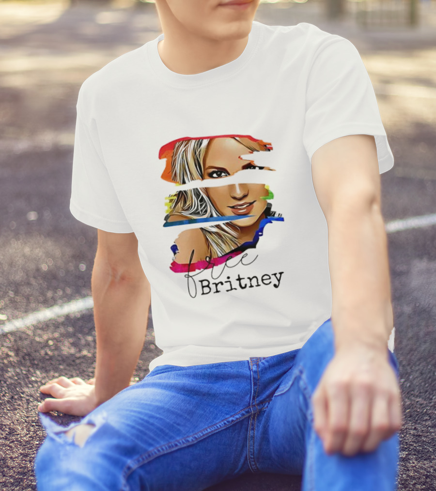 "Free Britney Spears Colorful Streak Portrait" T-Shirt