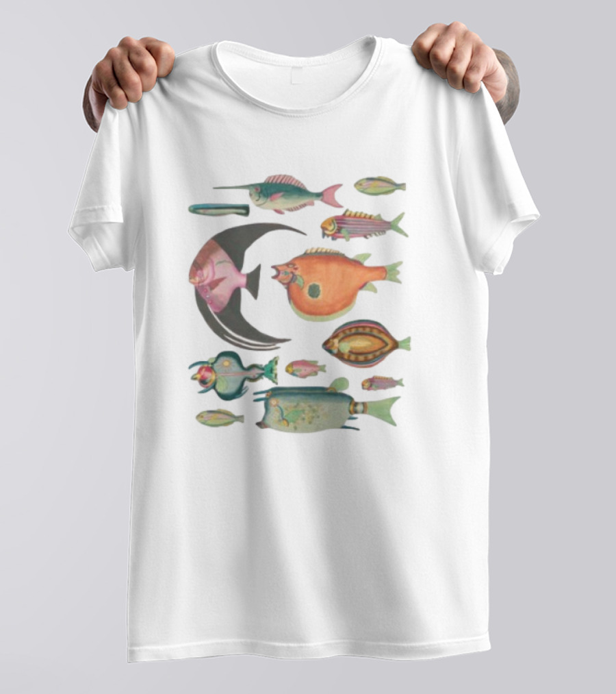 Fugly Fish Large Moon And Colorful Creatures T-Shirt