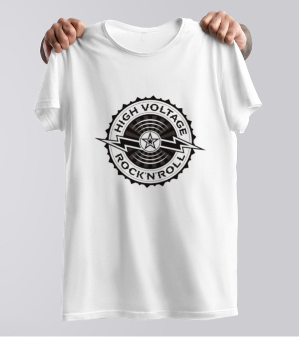 High Voltage Rock N Roll Starburst Lightning Bolt Emblem T-Shirt
