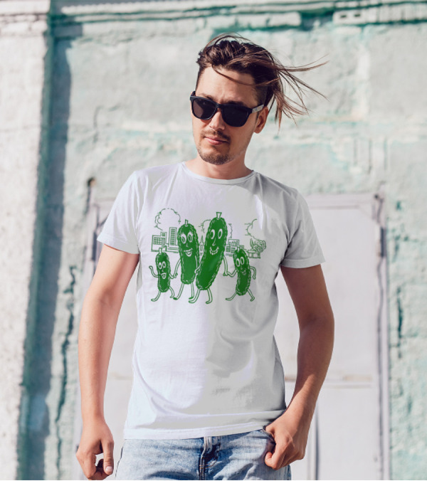 Vintage Pickle Family With Cityscape Background Vintage T-Shirt