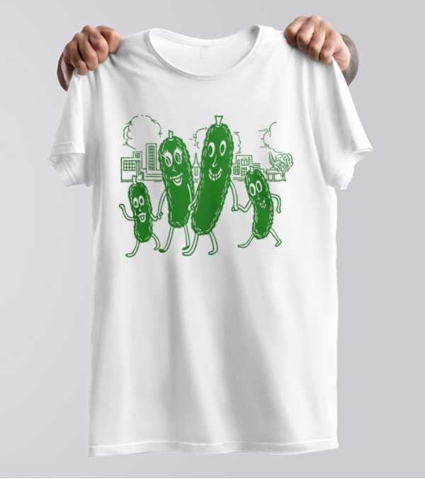 Vintage Pickle Family With Cityscape Background Vintage T-Shirt