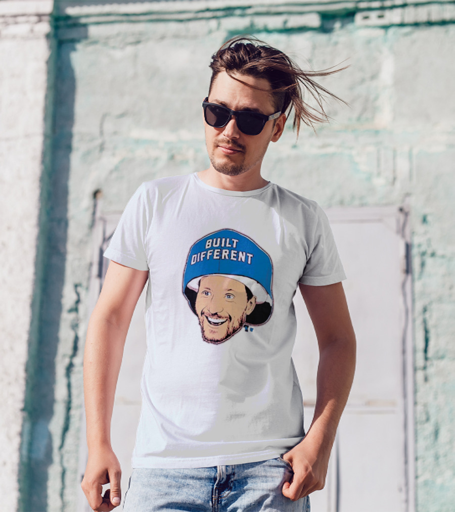 Gabriel Landeskog Built Different Blue Helmet Illustration T-Shirt
